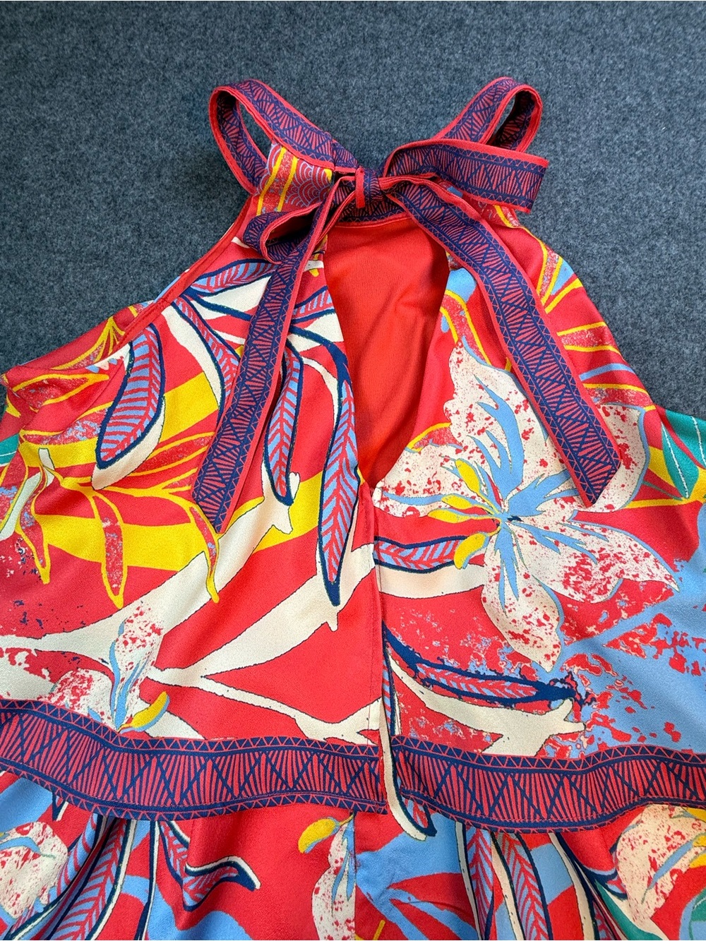 Flying Tomato Tropical Halter Romper | Bright Floral Print | Size Medium - Picture 4 of 8